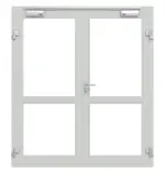 Frontansicht in RAL 7035 von Innentür-Set 2-flg. Aluminium Rohrrahmentür mit Rauchschutzfunktion RS 250 mit LA-02 inkl. Blockzarge - Hörmann