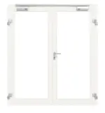 Frontansicht in RAL 9016 von Innentür-Set 2-flg. Aluminium Rohrrahmentür mit Feuerschutzfunktion HE321 mit LA-01 inkl. Blockzarge - Hörmann