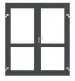 Frontansicht in RAL 7016 von Frontansicht db703 von Innentür-Set 2-flg. Aluminium Rohrrahmentür ES 50 mit LA-02 inkl. Blockzarge - Hörmann