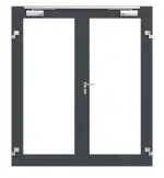 Frontansicht in RAL 7016 von Innentür-Set 2-flg. Aluminium Rohrrahmentür mit Feuerschutzfunktion HE321 mit LA-01 inkl. Blockzarge - Hörmann
