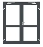 Frontansicht in RAL 7016 von Innentür-Set 2-flg. Aluminium Rohrrahmentür mit Feuerschutzfunktion HE321 mit LA-02 inkl. Blockzarge - Hörmann
