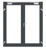 Frontansicht in RAL 7016 von Innentür-Set 2-flg. Aluminium Rohrrahmentür mit Rauchschutzfunktion RS 250 mit LA-01 inkl. Blockzarge - Hörmann