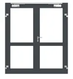 Frontansicht in RAL 7016 von Innentür-Set 2-flg. Aluminium Rohrrahmentür mit Rauchschutzfunktion RS 250 mit LA-02 inkl. Blockzarge - Hörmann