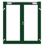 Frontansicht in RAL 6005 von Innentür-Set 2-flg. Aluminium Rohrrahmentür mit Feuerschutzfunktion HE321 mit LA-01 inkl. Blockzarge - Hörmann