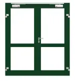 Frontansicht in RAL 6005 von Innentür-Set 2-flg. Aluminium Rohrrahmentür mit Feuerschutzfunktion HE321 mit LA-02 inkl. Blockzarge - Hörmann