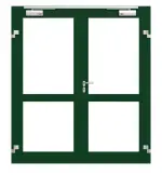 Frontansicht in RAL 6005 von Innentür-Set 2-flg. Aluminium Rohrrahmentür mit Rauchschutzfunktion RS 250 mit LA-02 inkl. Blockzarge - Hörmann