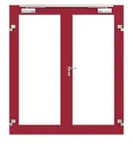 Frontansicht in RAL 3003 von Innentür-Set 2-flg. Aluminium Rohrrahmentür mit Feuerschutzfunktion HE321 mit LA-01 inkl. Blockzarge - Hörmann