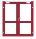Frontansicht in RAL 3003 von Innentür-Set 2-flg. Aluminium Rohrrahmentür mit Feuerschutzfunktion HE321 mit LA-02 inkl. Blockzarge - Hörmann