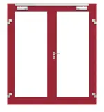 Frontansicht in RAL 3003 von Innentür-Set 2-flg. Aluminium Rohrrahmentür mit Rauchschutzfunktion RS 250 mit LA-01 inkl. Blockzarge - Hörmann