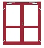 Frontansicht in RAL 3003 von Innentür-Set 2-flg. Aluminium Rohrrahmentür mit Rauchschutzfunktion RS 250 mit LA-02 inkl. Blockzarge - Hörmann