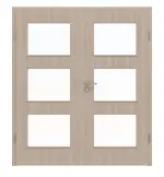 Frontansicht von Eiche grau LA 11 Basic Durat Doppelflügeltür inkl. Zarge - Huga