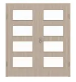 Frontansicht von Graueiche LA 9 ProLine Duradecor Doppelflügeltür inkl. Zarge - Hörmann