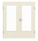 Frontansicht von Lärche lasiert DIN-LA Basic Durat Doppelflügeltür inkl. Zarge - Huga