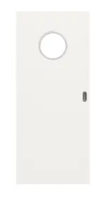 Frontbild von Weiß RAL 9016 LA Bullauge Basic Durat Schiebetür - Huga