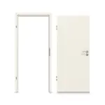 Komplettset-Ansicht von LEBO Schallschutztür-Set Weißlack RAL 9010 mit Zarge