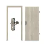 Komplettset-Ansicht von CLASSEN Wohnungseingangstür-Set Kendal Eiche CPL 4.1 mit Zarge und Beschlag