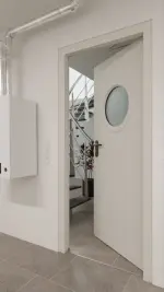 Detail-Milieuansicht von Innentür-Set Stahl mit Feuerschutzfunktion T90-1 FSA-62 mit Rundverglasung inkl. Blockzarge - Teckentrup