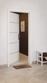 CloseUp-Milieuansicht von GARANT Wohnungseingangstür Corona 830 Weißlack 9016 CePaL