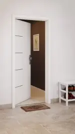 CloseUp-Milieuansicht von GARANT Wohnungseingangstür Corona 834 Weißlack 9016 CePaL