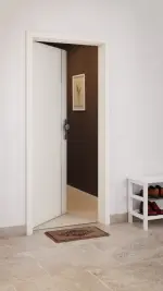 CloseUp-Milieuansicht von GARANT Wohnungseingangstür Corona 850 Weißlack 9010 CePaL