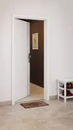 CloseUp-Milieuansicht von GARANT Wohnungseingangstür Corona 850 Weißlack 9016 CePaL