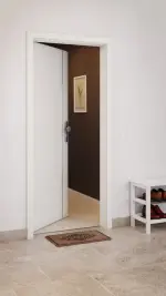 CloseUp-Milieuansicht von GARANT Wohnungseingangstür Corona 850 Weiß Struktur Premium CePaL