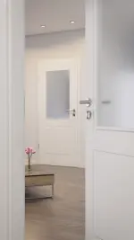 CloseUp-Milieuansicht von LEBO Innentür Kopenhagen 20 Weißlack mit Lichtausschnitt 1 LA