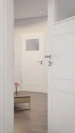 CloseUp-Milieuansicht von LEBO Innentür Kopenhagen 32 Weißlack mit Lichtausschnitt 1 LA