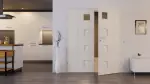 Front-Milieuansicht von CLASSEN Doppelflügeltür Modena 4 LA 1/4 Esche Weiß 3D Look inkl. Zarge mit Lichausschnitt