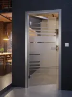 Milieu Detailansicht Stadtloft mit Selina Mattierung Glastür mit Motiv matt - Erkelenz