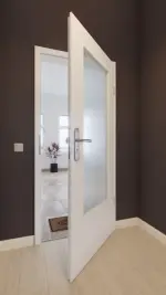 Front-Milieuansicht von GARANT Wohnungseingangstür D354-60 Designer White Resopal mit Lichtausschnitt LA-DIN