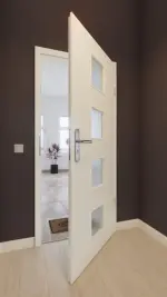 Front-Milieuansicht von GARANT Wohnungseingangstür 9417-60 Snow White CePaL mit Lichtausschnitt LA-10