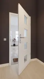 Front-Milieuansicht von GARANT Wohnungseingangstür Quer Authentic Bianco GCK08 mit Lichtausschnitt LA-10