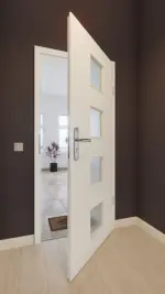 Front-Milieuansicht von GARANT Wohnungseingangstür U11026SD Kristallweiß GHK08 mit Lichtausschnitt LA-10