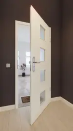 Front-Milieuansicht von GARANT Wohnungseingangstür W980ST15 Platinweiß GHK08 mit Lichtausschnitt LA-10