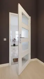 Front-Milieuansicht von GARANT Wohnungseingangstür Quer Authentic Bianco GCK08 mit Lichtausschnitt LA-11