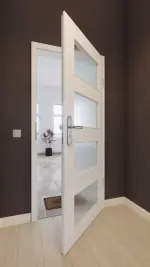 Front-Milieuansicht von GARANT Wohnungseingangstür D354-60 Designer White Resopal mit Lichtausschnitt LA-11