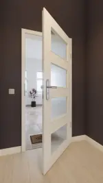 Front-Milieuansicht von GARANT Wohnungseingangstür Weißlack 9010 CePaL mit Lichtausschnitt LA-11