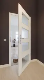 Front-Milieuansicht von GARANT Wohnungseingangstür U11026SD Kristallweiß GHK08 mit Lichtausschnitt LA-11