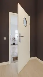 Front-Milieuansicht von GARANT Wohnungseingangstür 9417-60 Snow White CePaL mit Lichtausschnitt LA-12