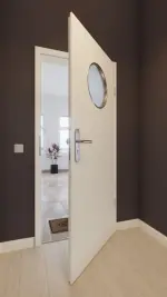 Front-Milieuansicht von GARANT Wohnungseingangstür Weißlack 9010 GHK08 mit Lichtausschnitt LA-13