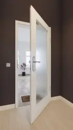 Front-Milieuansicht von GARANT Wohnungseingangstür Authentic Bianco GCK08 mit Lichtausschnitt LA-2