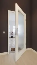 Front-Milieuansicht von GARANT Wohnungseingangstür U11026SD Kristallweiß GHK08 mit Lichtausschnitt LA-2