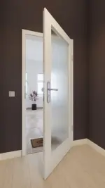 Front-Milieuansicht von GARANT Wohnungseingangstür Weiß Struktur Premium GCK08 mit Lichtausschnitt LA-3