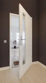 Front-Milieuansicht von GARANT Wohnungseingangstür Authentic Bianco GCK08 mit Lichtausschnitt LA-4 schlossseitig