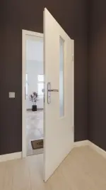 Front-Milieuansicht von GARANT Wohnungseingangstür Weißlack 9010 GHK08 mit Lichtausschnitt LA-5 mittig