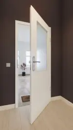 Front-Milieuansicht von GARANT Wohnungseingangstür U11026SD Kristallweiß GHK08 mit Lichtausschnitt LA-6