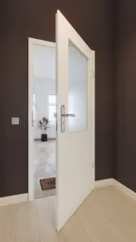 Front-Milieuansicht von GARANT Wohnungseingangstür W1000ST3 Premium Weiß GHK08 mit Lichtausschnitt LA-6