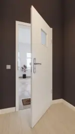 Front-Milieuansicht von GARANT Wohnungseingangstür Authentic Bianco GCK08 mit Lichtausschnitt LA-7