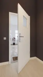 Front-Milieuansicht von GARANT Wohnungseingangstür Authentic Bianco GCK08 mit Lichtausschnitt LA-8